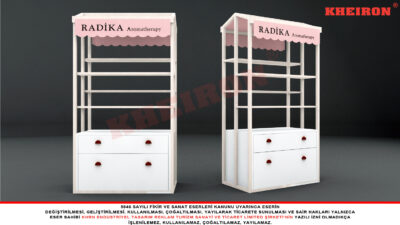 Çekmeceli Ahşap Kozmetik Tanıtım Standı