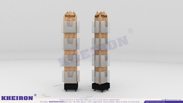 Dönerli Ahşap Dergi Standı